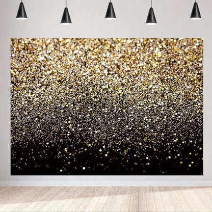 10x8ft Black and Gold Backdrop Birthday Gold Spots Bokeh Wedding Prom Graduation Photography Background X-222 - color: Black, size: 10X8ft