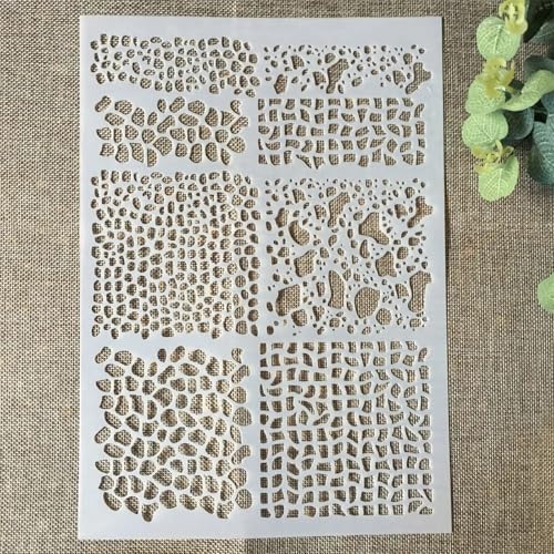 TIAMECH A4 Reusable Camouflage Stencil for Painting - Graffiti Grid Mesh Net Layering Template, DIY Wall Art, Wood Furniture, Scrapbook & Crafts (8.3x11.7inch) - style: Camouflage
