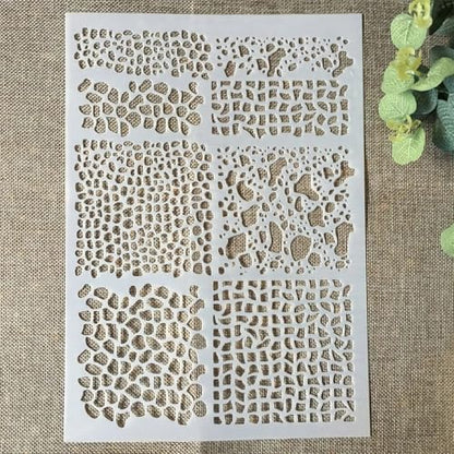 TIAMECH A4 Reusable Camouflage Stencil for Painting - Graffiti Grid Mesh Net Layering Template, DIY Wall Art, Wood Furniture, Scrapbook & Crafts (8.3x11.7inch) - style: Camouflage