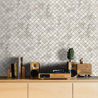 STICKGOO Arabesque Peel and Stick Backsplash Tile, Stick on Backsplash for Kitchen and Bathroom, Beige Marble Look PVC Mixed Metal Aluminum Mosaic Tiles (10 Sheets) - color: Beige