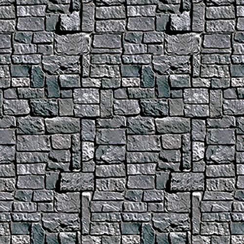 Beistle Brick Stone Wall Backdrops, 4’ x 30’, 2 Pack – Medieval Party Decorations, Medieval Decor Background, Photo Backdrop, Easy to Adhere Wall Covering, Stone Backdrop, Halloween Party Decorations - style: Stone Wall - 2 Piece