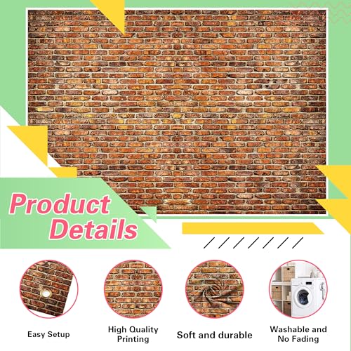 Brick Wall Backdrop 7x5 FT Red Brick Photo Fabric Backdrop Podcast Brick Photography Background Birthday Party Wedding Baby Shower Decorations Photo Booth Prop - color: Red, size: 7x5 FT