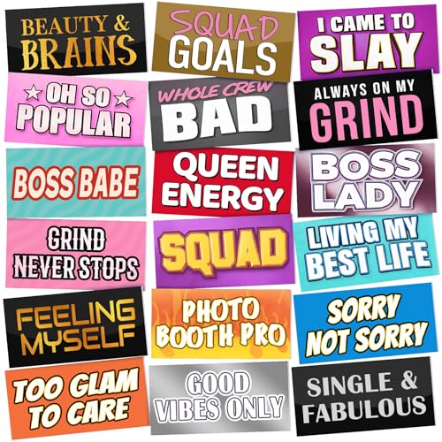 24 Designs Funny Photo Booth Props Sign Decor Double Sided Photobooth Accessoires 11x5.5 Inch Funny Props for Photoshoot DIY Waterproof PVC Selfie Signs for Graduation Birthday All Occasions Party - color: Colorful, style: Funny