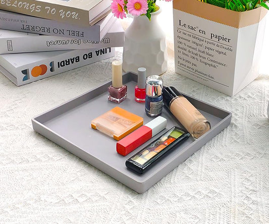 Small Square Tray (9 inch) 3 Pack, Durable Gray Tray for Desserts & Organization, Lightweight for Coffee, Drinks, Party, Seasoning, Perfume and Display. - color: Gray - 3 Tray, size: 9" x 9" x 0.8"
