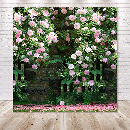 6x6ft Nature Scenery Photography Backdrop Pink Flower Floral Background for Wedding Themed Party Portrait Birthday Party Banner Photo Booth Studio Props BJLY66 - size: Vinyl-6x6FT