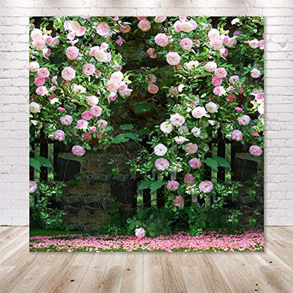 6x6ft Nature Scenery Photography Backdrop Pink Flower Floral Background for Wedding Themed Party Portrait Birthday Party Banner Photo Booth Studio Props BJLY66 - size: Vinyl-6x6FT