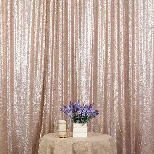 Poise3EHome 8FT x 10FT Sequin Photography Backdrop Curtain for Party Decoration, Champagne - color: Champagne, size: 8 x 10ft