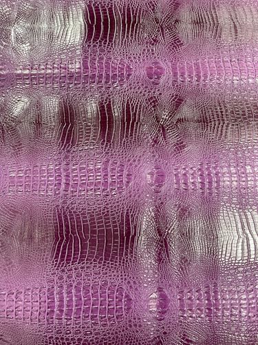 54” Wide Gator Two Tone Fake Leather Upholstery, 3-D Crocodile Skin Texture Faux Leather PVC Vinyl Fabric Sold by The Yard. (Purple) - color: Purple