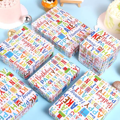 100 Sheets Happy Birthday Tissue Paper, Watercolor Letters Wrapping Paper for Birthday DIY Crafts Christmas Party Supplies, 13.8 x 19.7 Inch