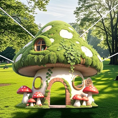 Green Mushroom Shape Photo Props Selfie Frame Party Decorations Photo Props for Photos Booth Backdrop Mushroom Fairy Banner for Forest Woodland Jungle Birthday Baby Shower Decorations Supplies Decor - color: Green