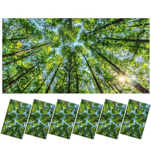 6 Pcs Fluorescent Light Covers for Ceiling Lights with 48 Magnets Decorative Magnetic Light Filters for Classroom Office Kitchen Decoration(Forest) - color: Forest