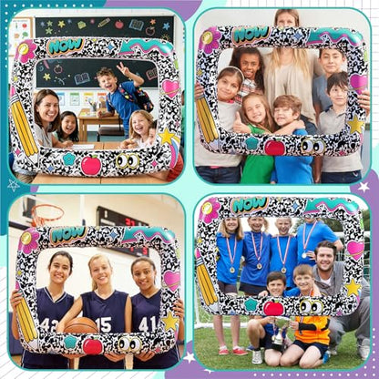 Colingmill 55 Inch Notebook Photo Frame Inflatable Balloon Decorations Photo Backdrop Booth Selfie Frame Background for School Classroom Party Supplies - style: Notebook
