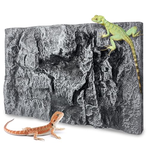 17.7x11.8in Rock Terrarium Background,3D Reptile Tank Background Board,Amphibian Stereo Backdrop Wall,Lizard Snake Gecko Spider Turtle Fish pet silo Background Decorative Panel(Grey) - color: Gray 1P