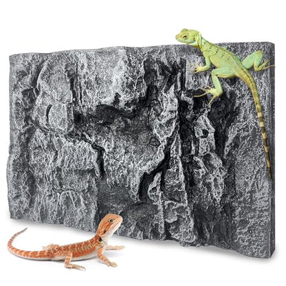 17.7x11.8in Rock Terrarium Background,3D Reptile Tank Background Board,Amphibian Stereo Backdrop Wall,Lizard Snake Gecko Spider Turtle Fish pet silo Background Decorative Panel(Grey) - color: Gray 1P