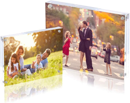 2 Pack 11x14 Acrylic Picture Frame,Clear Double Sided Magnetic Frames With Stand,Frameless Floating Frame for Artwork Poster Certificate Document - size: 11x14"-2