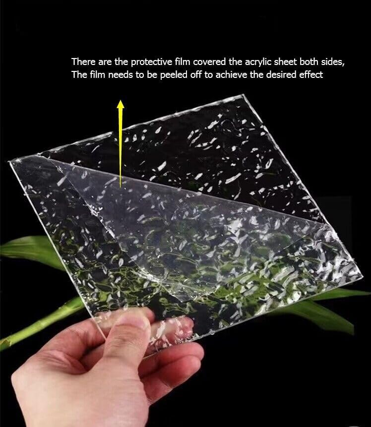2PCS Stone Textured Clear Acrylic Sheet,1/8" Thick Water Ripple Effect Lucite Panel for DIY Crafts, Wedding Signage, Photography Backgrounds & Home Decor, Shatterproof Glass Substitute - size: 7.87''x7.87''
