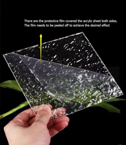 2PCS Stone Textured Clear Acrylic Sheet,1/8" Thick Water Ripple Effect Lucite Panel for DIY Crafts, Wedding Signage, Photography Backgrounds & Home Decor, Shatterproof Glass Substitute - size: 7.87''x7.87''