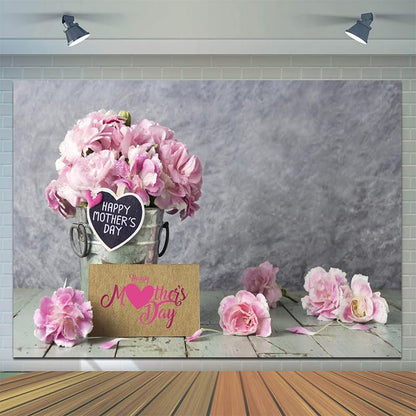 7x5ft Mother's Day Backdrops Pink Carnation Background Happy Mother's Day Backdrop Gray Abstract Background Mother's Party Decoration Banner - size: 7x5ft
