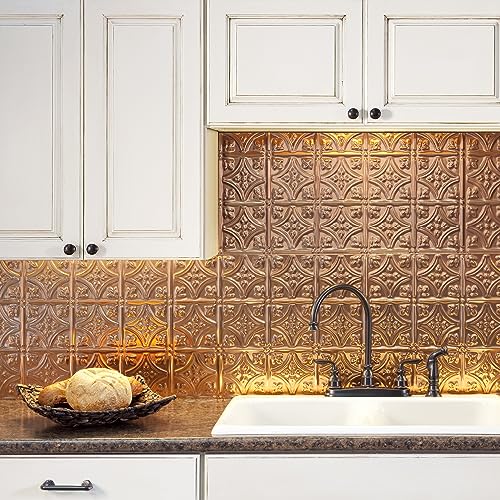 FASÄDE Traditional Style/Pattern 1 Decorative Vinyl Backsplash Panel in Polished Copper (6X6 Inch Sample) - color: Polished Copper, size: 6X6 Inch Sample