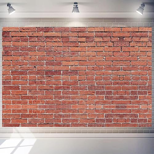 10 x 8 ft Brick Wall Photography Backdrop Vintage Red Brown Brick Stone Wall Background Fabric Brick Wallpaper Baby Shower Birthday Graduation Banner Photo Props Home Party Decoration - color: RED, size: 10x8 FT