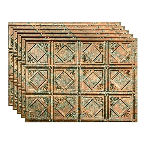 FASÄDE Traditional Style/Pattern 4 Decorative Vinyl 18in x 24in Backsplash Panel in Copper Fantasy (5 Pack) - color: Copper Fantasy, size: 5 Pack