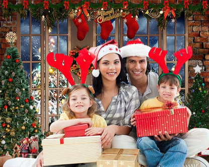 Winter Backdrop 10x8ft Merry Photo Backdrop Photography Window Xmas Tree Gift Background Party Backdrop Decor Kids Adults Family Xmas Eve Party Props (Z29-3x25NSW13849) - color: NSW13849