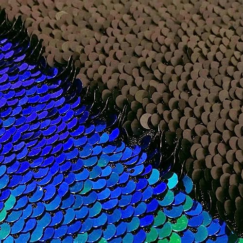 DUOBAO 1/2 Yard Reversible Sequin Fabric Cut by The Yards Green to Black Flip Mermaid Sequins Fabric Colorful Greens Sequence Fabrics for Sewing DIY Table Runner Cloth - color: Green to Black, size: 0.5 Yard