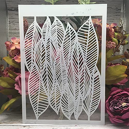 TIAMECH A4 Reusable Leaves Stencil for Painting - Hollow Leaves Layering Template, DIY Wall Art, Wood Furniture, Scrapbook & Crafts (8.3x11.7inch) - style: Leaves