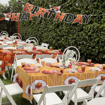 Basketball Party Supplies Set: Basketball Party Decorations & Party Favors, Includes 2-Pack Basketball -Themed Tablecloths for Kids 1st Birthday, Basketball Disposable Table Covers 54 x 108 Inch - style: basketball
