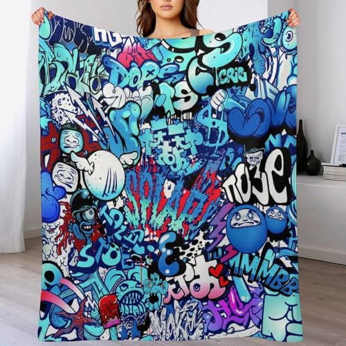 Modern Throw Blanket Teenager Style Image Street Wall Graffiti Graphic Colorful Design Blanket for Sofa Bed Couch Chair Or Dorm 30"x40" - color: Style-11, size: 30"x40"