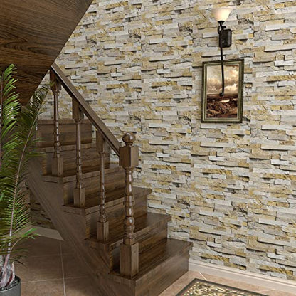 VaryPaper Slate Brick Wallpaper Peel and Stick Stone Wallpaper 15.7''x315'' Self Adhesive Removable Brick Wall Paper Roll Waterproof Brick Contact Paper for Walls Kitchen Bedroom Fireplace Chimney - color: Slate Brick, size: 15.7" x 315"