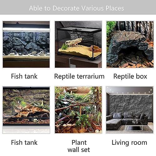 4pcs Rock Terrarium Background,3D Reptile Tank Background Board,Amphibian Stereo Backdrop Wall,Lizard Snake Gecko Spider Chameleon Turtle Fish pet silo Background Decorative Panel - color: brown