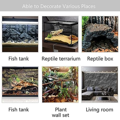 4pcs Rock Terrarium Background,3D Reptile Tank Background Board,Amphibian Stereo Backdrop Wall,Lizard Snake Gecko Spider Chameleon Turtle Fish pet silo Background Decorative Panel - color: brown