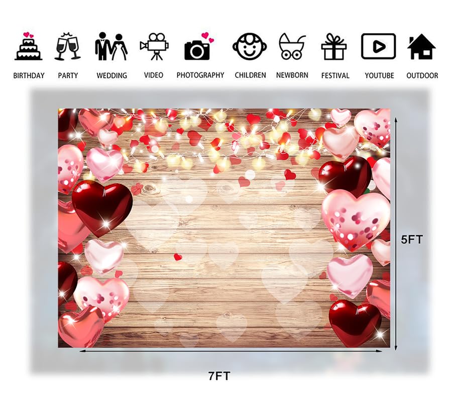 7x5ft Valentine's Day Backdrop Valentine's Day Decorations Banner Valentines Mother's Day Backdrop Bridal Shower Wedding Party Supplies 246 - size: 7x5ft