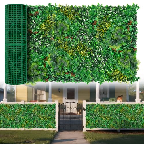 Yangrass Artificial Grass Wall Panels, 40"x120" (33.33 sqft) Boxwood Wall Roll with Tropical Leaves, Faux Greenery Privacy Fence Screen, Grass Backdrop for Outdoor Indoor Garden Birthday Wedding Decor - color: Tropical Leave, size: 40x120 in 1pcs