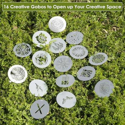 16Pcs Round Gobos Kit for Optical Snoot,66mm/2.6in Metal Plate Patterns for Spotlight Attachment Compatible with Godox BFP/OT1/OT1 Pro/II/Westcott Optical Spot,for Portraits/Product/Food/YouTube - style: 16packs Patterns