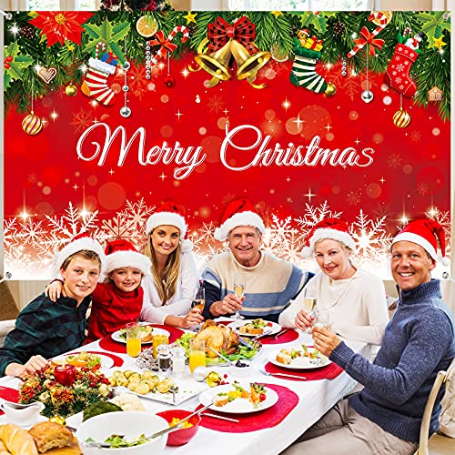 Irenare Christmas Backdrop Merry Christmas Banner Party Decoration Xmas Photography Background Photo Props for Winter Holiday New Year Eve Family Party Decoration Supplies(Snowflake) - style: Snowflake
