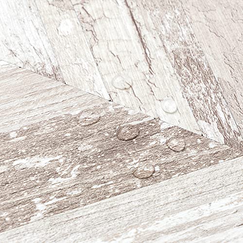 DICOFUN 10-Sheet Herringbone Peel and Stick Backsplash, Vintage Brown Wood Look PVC Stick on Backsplash for Kitchen and Bathroom - color: Vintage Brown Wood, size: 10 Sheets, 12"x12"x0.12"