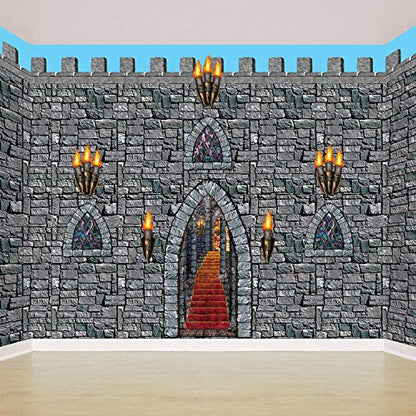 Beistle Brick Stone Wall Backdrops, 4’ x 30’, 2 Pack – Medieval Party Decorations, Medieval Decor Background, Photo Backdrop, Easy to Adhere Wall Covering, Stone Backdrop, Halloween Party Decorations - style: Stone Wall - 2 Piece