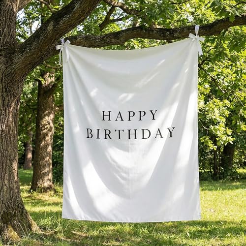 Oudain 29×39 Inch Happy Birthday Burlap Banner, Fabric Party Decorations Backdrop, Boho Rustic Photo Props Sign with Hanging String for Birthday Party Indoor Outdoor Yard Wall Decor - size: 29x39 Inch, style: Happy Birthday