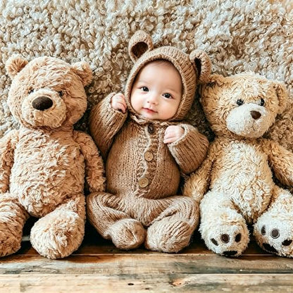 BLUETOP Cute Newborn Photography Outfits Boys Girls Baby Costume Set - style: 02 Brown Teddy Bear