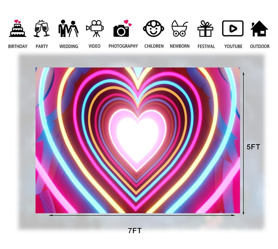 7x5ft Valentine's Day Photography Backdrop Love Heart Backdrop Mother's Day Birthday Wedding Party Banner Decor Photo Studio Props 244