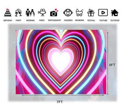7x5ft Valentine's Day Photography Backdrop Love Heart Backdrop Mother's Day Birthday Wedding Party Banner Decor Photo Studio Props 244