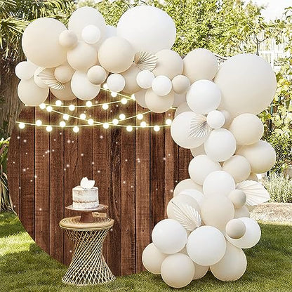 6x6ft Glitter Rustic Wood Round Backdrop Brown Wooden Texture String Lights Circle Photography Background for Baby Shower Birthday Wedding Bridal Shower Party Banner Photo Booth Props - size: 6x6ft-Diameter