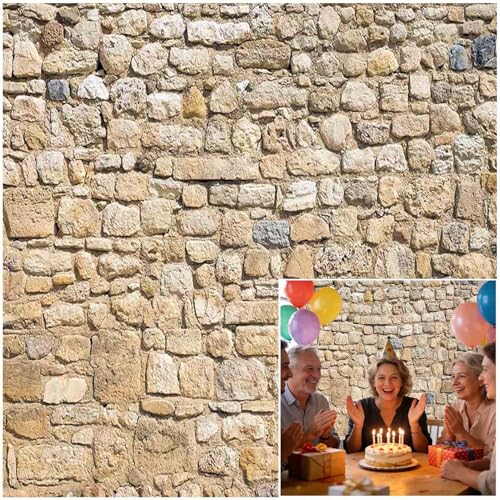 6x6ft Vintage Brick Stone Wall Photography Backdrop Rock Brick Background Party Banner Newborn Birthday Portrait Photoshoot Home Decor Video Booth Studio Photo Props Supplies - size: 6X6FT