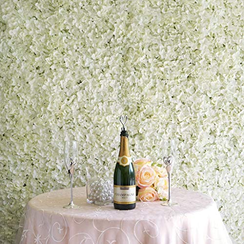 Enova Floral 4 Pack 11 Sq ft. Artificial Hydrangea Flowers Wall Mat Panel Faux Foliage Flowers Backdrop for Wedding Party Photo Event Decoration (Cream, 4) - color: Cream