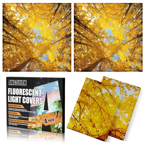 ANGSYLTH 2 x 2 Feet Fluorescent Light Covers - 4 Pcs Covers for Ceiling Lights, Magnetic Light Filters for Classroom, Office, Hospitals, Home (Autumn & Sunset) - color: Autumn & Sunset