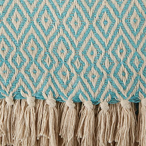 DII Rustic Farmhouse Double Diamond Woven Throw, 50x60, Aqua - color: Aqua
