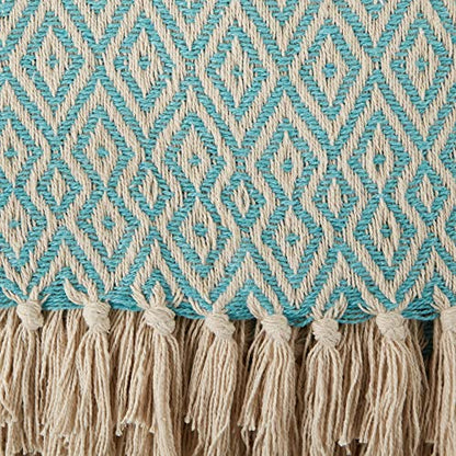 DII Rustic Farmhouse Double Diamond Woven Throw, 50x60, Aqua - color: Aqua