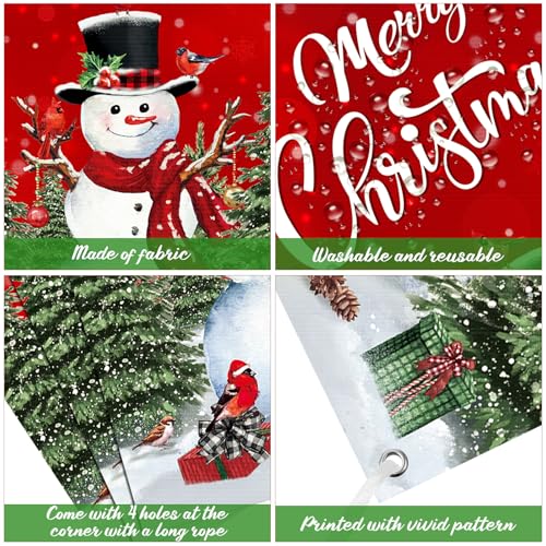 Irenare Christmas Front Door Cover Merry Christmas Door Decorations Red Snowman Xmas Tree Backdrop Banner Winter Holiday Background for Porch Wall Xmas Party Supplies, 70.9" X35.4" - style: Snowman